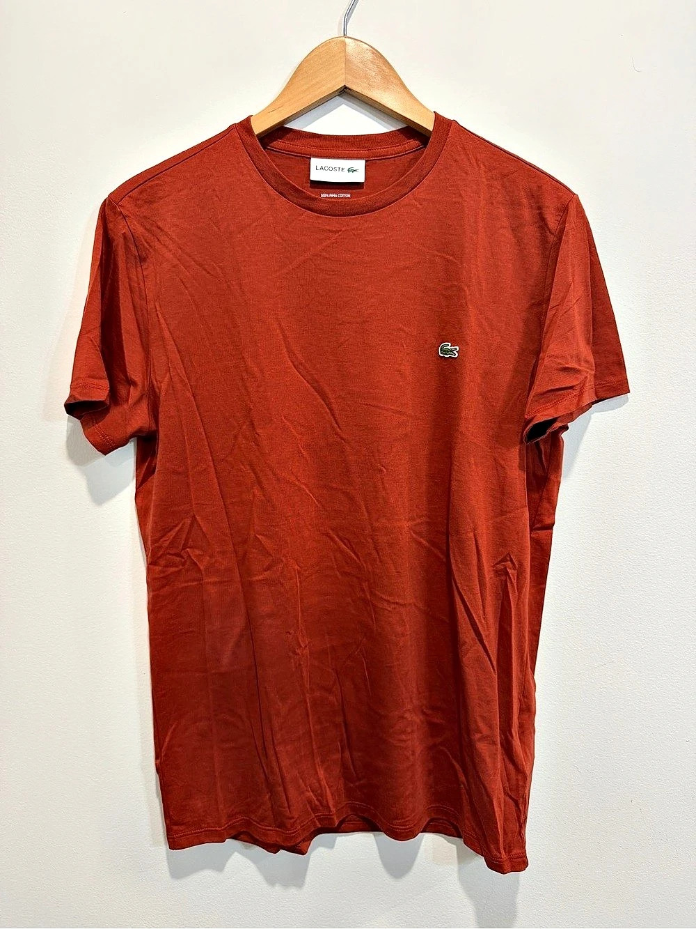 NWT Lacoste Men's 100% Pima Cotton Brown T-Shirt Size Small